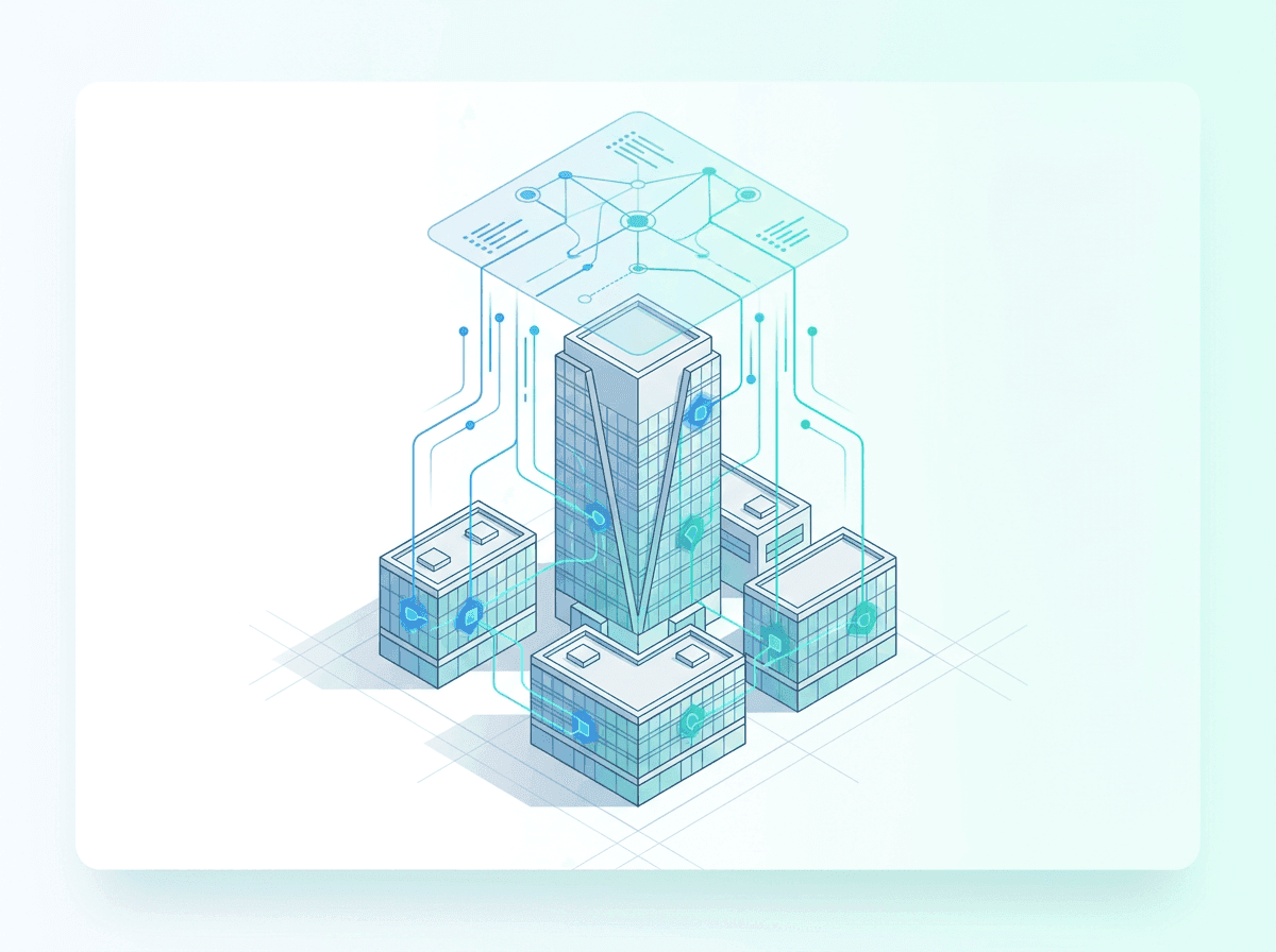 智能建筑与 AI 感知网络插画